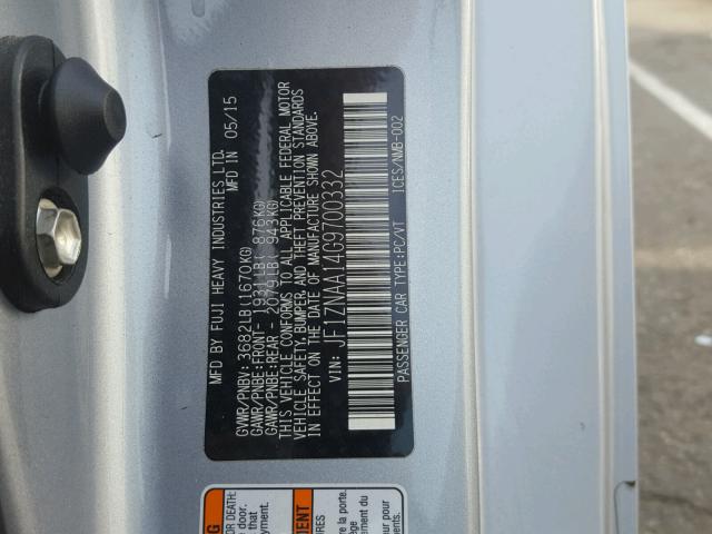 JF1ZNAA14G9700332 - 2016 TOYOTA SCION FR-S ვერცხლისფერი ფოტო 10