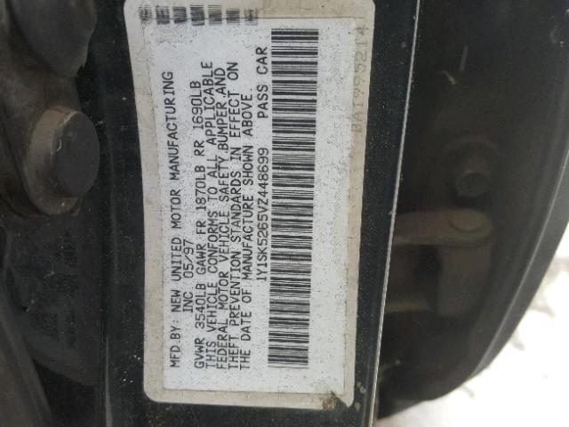 1Y1SK5265VZ448699 - 1997 GEO PRIZM BASE GREEN photo 10