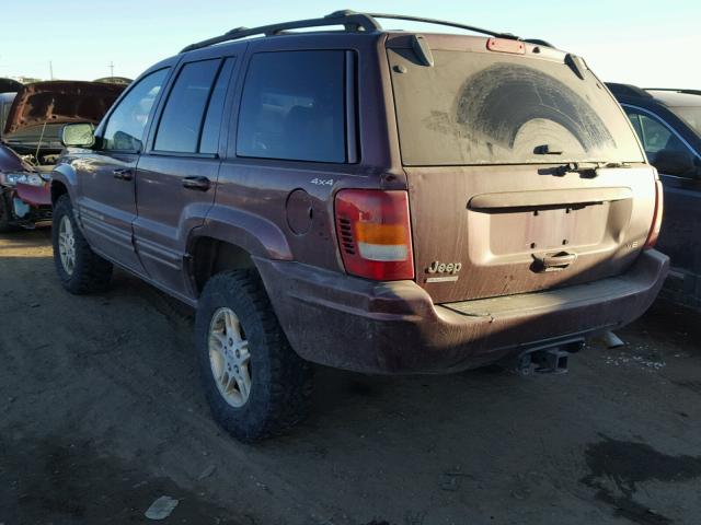 1J4GW68N8XC628858 - 1999 JEEP GRAND CHER BURGUNDY photo 3