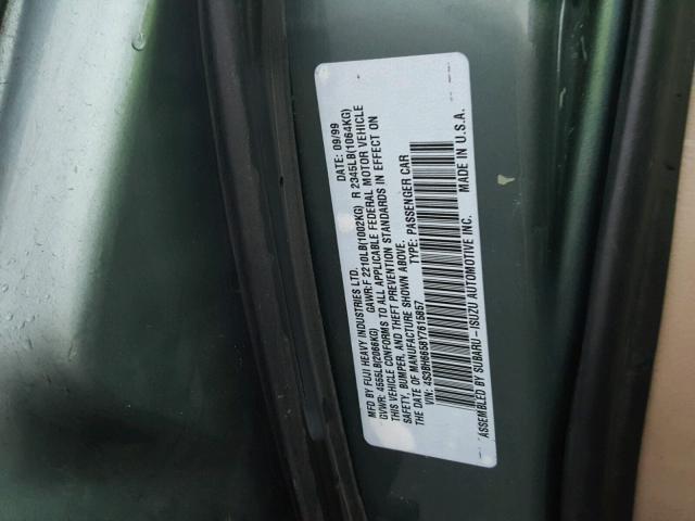 4S3BH6658Y7615857 - 2000 SUBARU LEGACY OUT GREEN photo 10