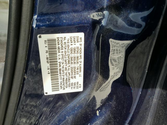 5FNRL188X4B101777 - 2004 HONDA ODYSSEY EX BLUE photo 10