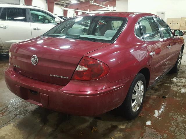 2G4WC532051249160 - 2005 BUICK LACROSSE C MAROON photo 4