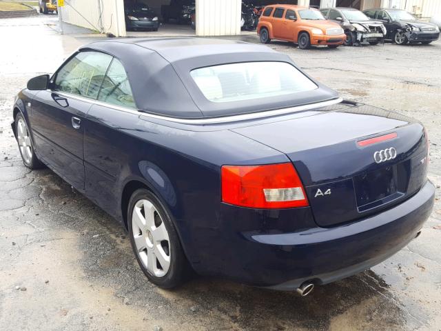 WAUAC48H46K009212 - 2006 AUDI A4 1.8 CAB BLUE photo 3