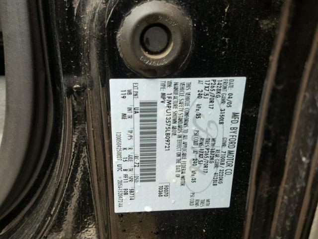 1FMPU13575LB09721 - 2005 FORD EXPEDITION BLACK photo 10