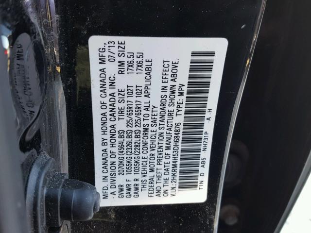 2HKRM4H53DH684876 - 2013 HONDA CR-V EX BLACK photo 10