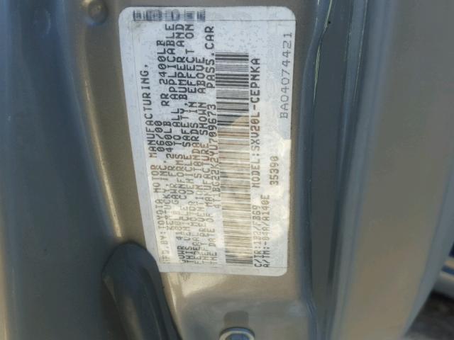 4T1BG22K2YU709673 - 2000 TOYOTA CAMRY CE GRAY photo 10