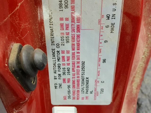 1ZVLT20A0T5125092 - 1996 FORD PROBE BASE RED photo 10
