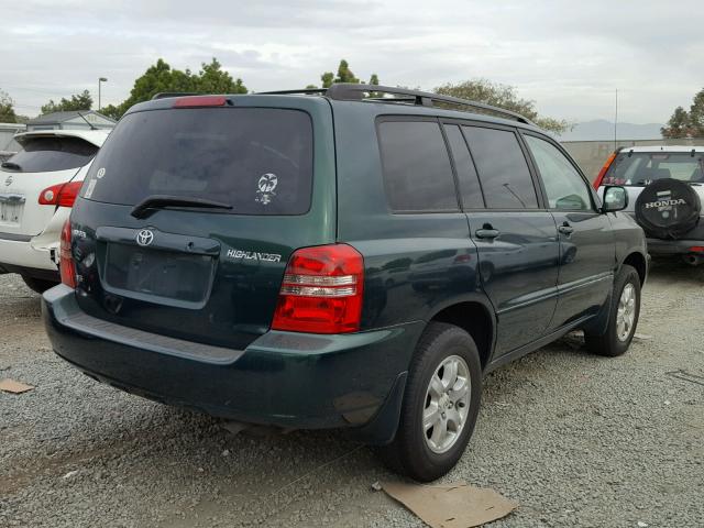 JTEHF21A310012807 - 2001 TOYOTA HIGHLANDER GREEN photo 4