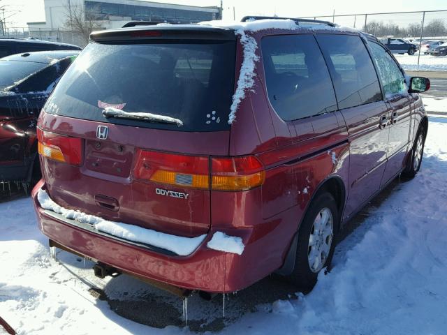 2HKRL18662H541556 - 2002 HONDA ODYSSEY EX RED photo 4