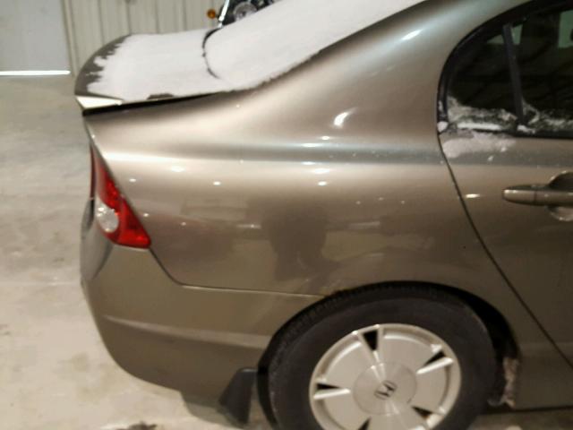 JHMFA36237S000606 - 2007 HONDA CIVIC HYBR GRAY photo 9