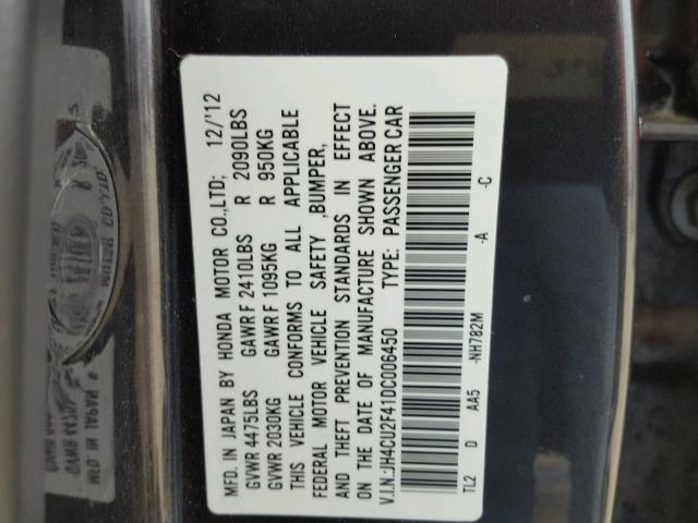 JH4CU2F41DC006450 - 2013 ACURA TSX BLACK photo 10