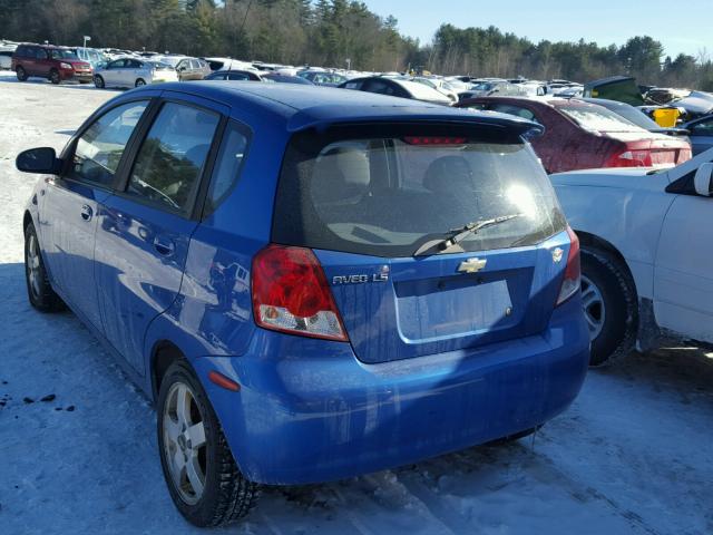 KL1TD66606B517982 - 2006 CHEVROLET AVEO BASE BLUE photo 3