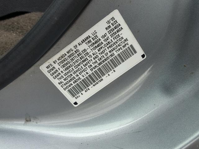 5FNRL38836B051562 - 2006 HONDA ODYSSEY TO GRAY photo 10