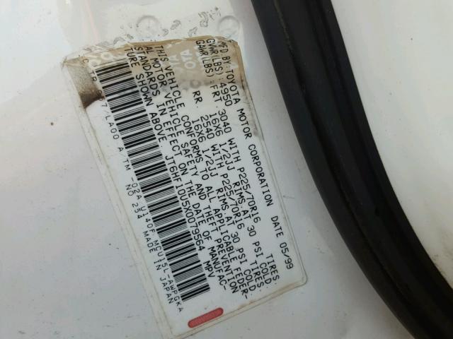 JT6HF10U5X0079564 - 1999 LEXUS RX 300 WHITE photo 10