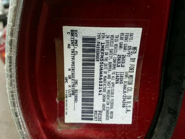 1MEFM55U6WA603141 - 1998 MERCURY SABLE LS RED photo 10