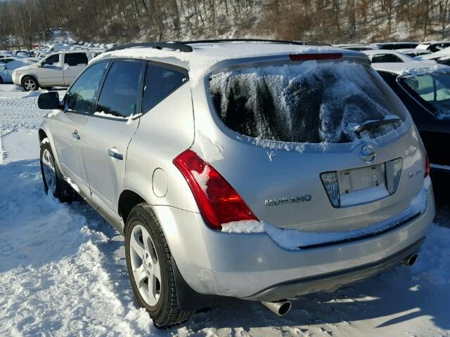 JN8AZ08W45W401398 - 2005 NISSAN MURANO SL SILVER photo 3