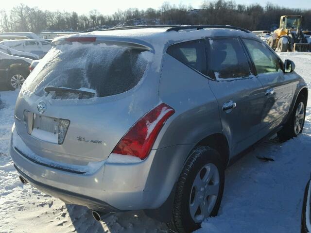 JN8AZ08W45W401398 - 2005 NISSAN MURANO SL SILVER photo 4