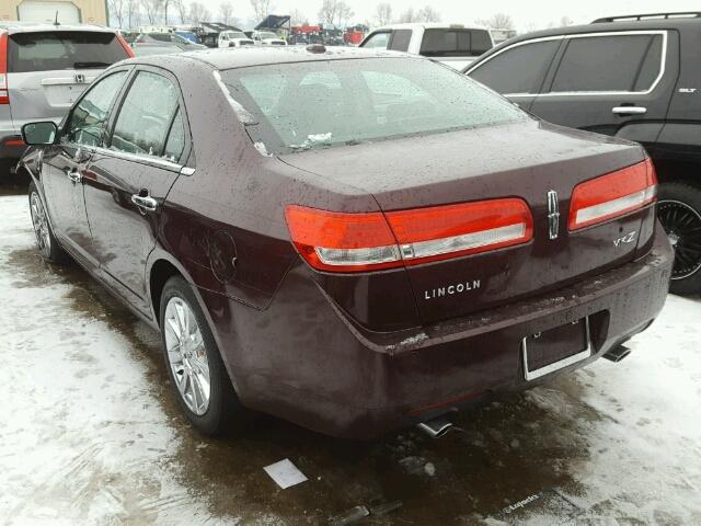 3LNHL2GC5CR832892 - 2012 LINCOLN MKZ BURGUNDY photo 3