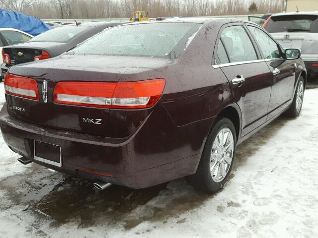 3LNHL2GC5CR832892 - 2012 LINCOLN MKZ BURGUNDY photo 4