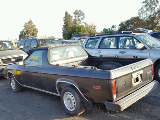 1B7EZ44B6CD176496 - 1982 DODGE RAMPAGE BLACK photo 3