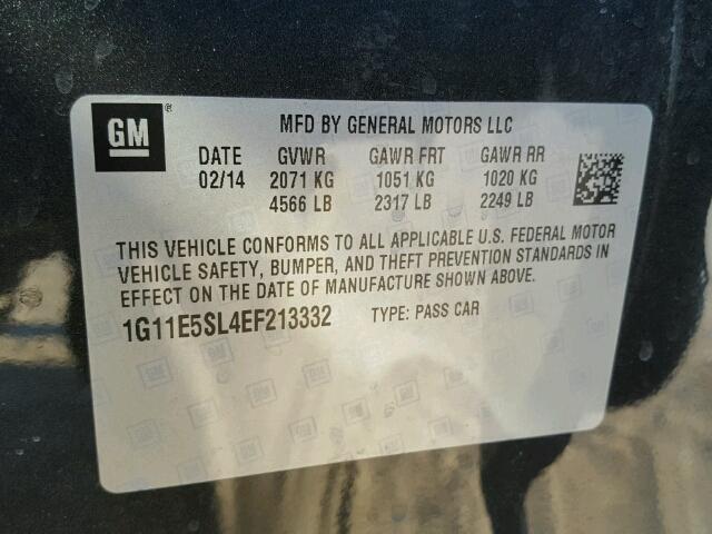 1G11E5SL4EF213332 - 2014 CHEVROLET MALIBU 2LT CHARCOAL photo 10