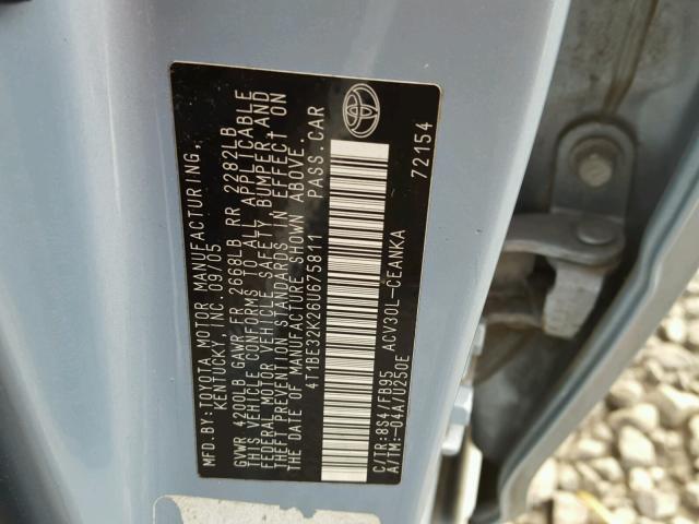 4T1BE32K26U675811 - 2006 TOYOTA CAMRY LE BLUE photo 10