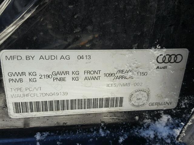 WAUHFCFL7DN049139 - 2013 AUDI A4 PREMIUM BLACK photo 10