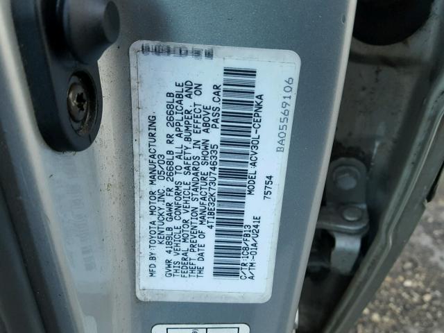 4T1BE32K73U746335 - 2003 TOYOTA CAMRY LE SILVER photo 10