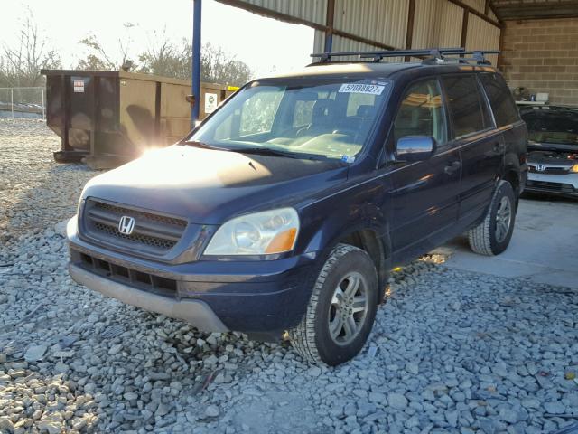 2HKYF18584H547193 - 2004 HONDA PILOT EXL BLUE photo 2