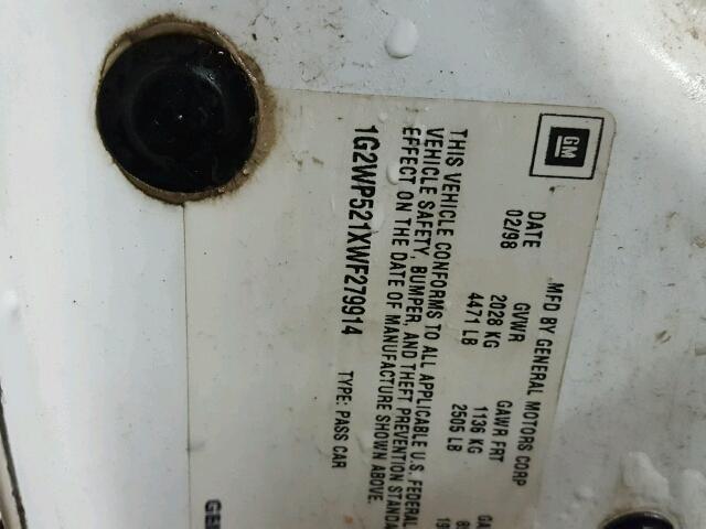 1G2WP521XWF279914 - 1998 PONTIAC GRAND PRIX Ağ foto 10