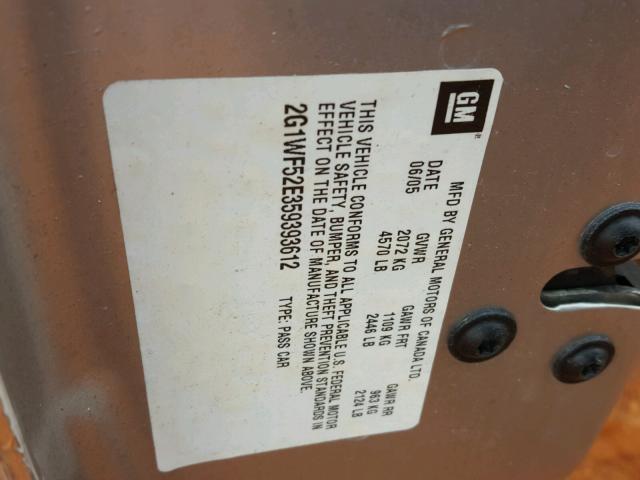 2G1WF52E359393612 - 2005 CHEVROLET IMPALA 灰色 照片 10