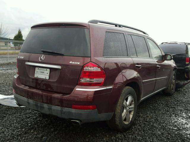 4JGBF71E07A121007 - 2007 MERCEDES-BENZ GL 450 4MA MAROON photo 4