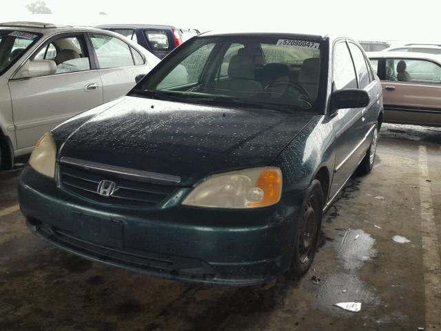 2HGES16562H556130 - 2002 HONDA CIVIC LX GREEN photo 2