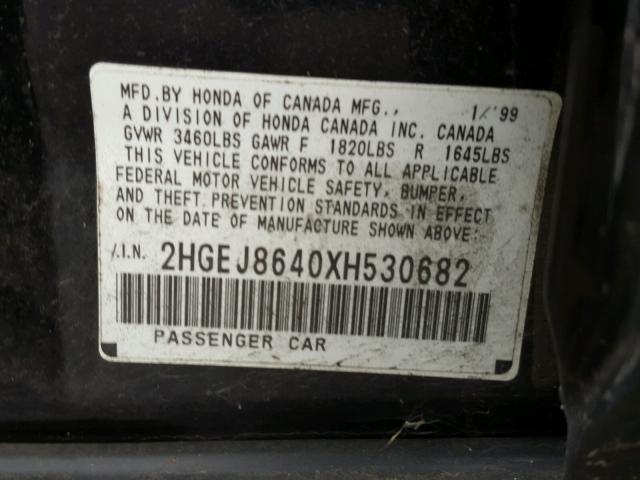 2HGEJ8640XH530682 - 1999 HONDA CIVIC EX 黑色 照片 10