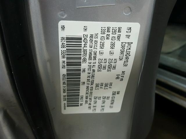 2D4GP44L86R914861 - 2006 DODGE GRAND CARA SILVER photo 10