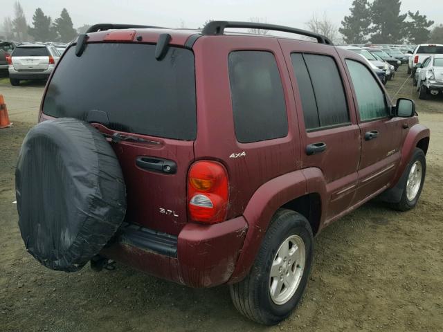 1J4GL58K92W136288 - 2002 JEEP LIBERTY LI BURGUNDY photo 4