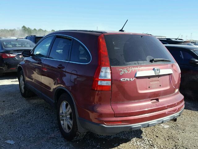 JHLRE3H76AC007078 - 2010 HONDA CR-V EXL MAROON photo 3