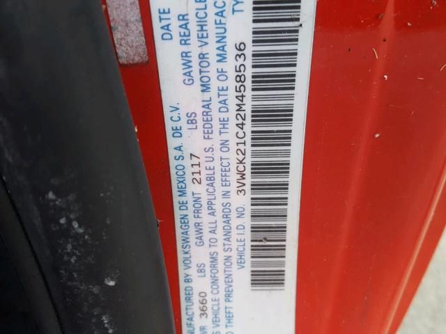 3VWCK21C42M458536 - 2002 VOLKSWAGEN NEW BEETLE წითელი ფოტო 10