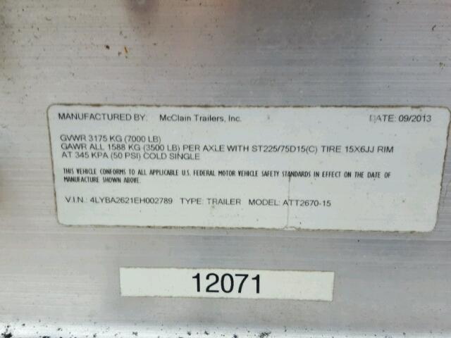 4LYBA2621EH002789 - 2014 BOAT TRAILER SILVER photo 10