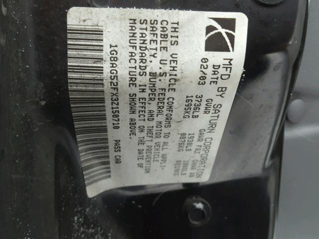 1G8AG52FX3Z150710 - 2003 SATURN ION LEVEL WHITE photo 10
