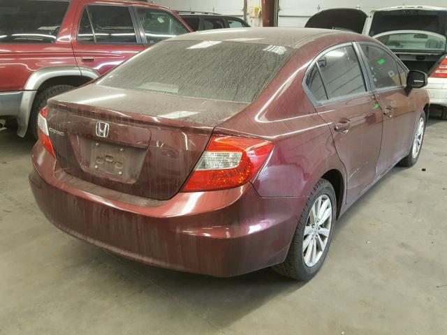 19XFB2F88CE048905 - 2012 HONDA CIVIC EX MAROON photo 4