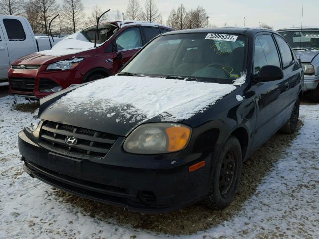 KMHCG35C83U255730 - 2003 HYUNDAI ACCENT GL BLACK photo 2