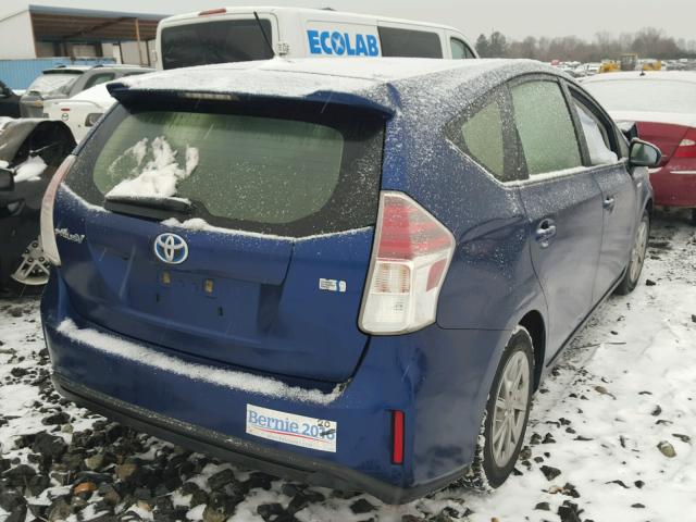 JTDZN3EU6FJ027972 - 2015 TOYOTA PRIUS V BLUE photo 4