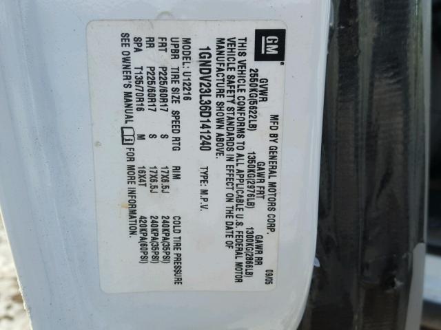 1GNDV23L36D141240 - 2006 CHEVROLET UPLANDER L 白色 照片 10