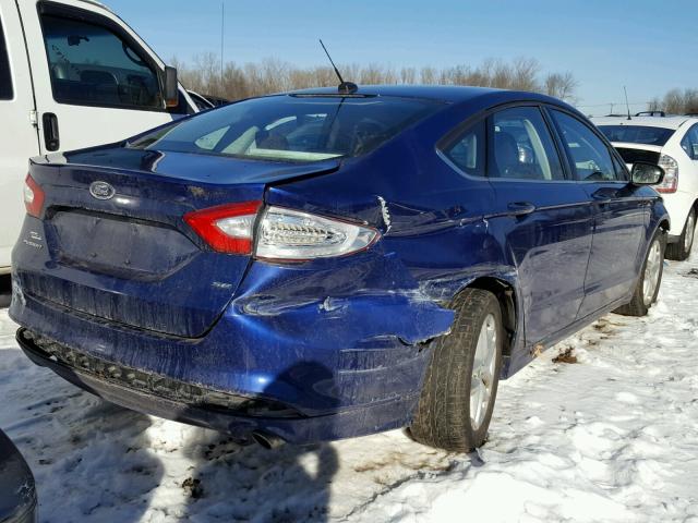 1FA6P0H76E5399181 - 2014 FORD FUSION SE BLUE photo 4