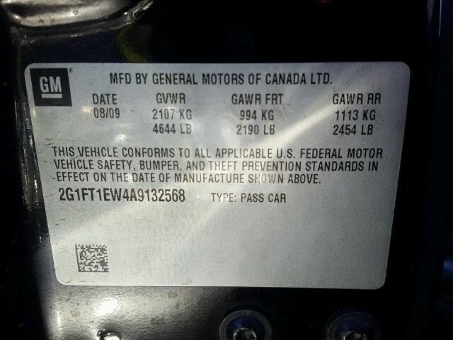 2G1FT1EW4A9132568 - 2010 CHEVROLET CAMARO SS Negro foto 10