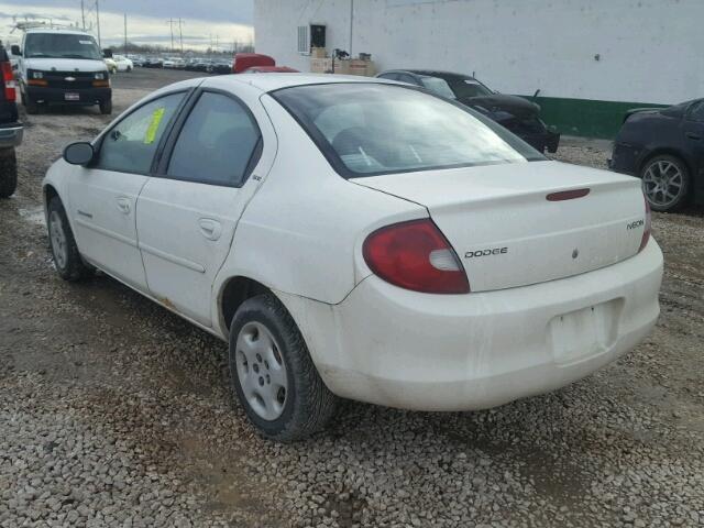 1B3ES46C21D218316 - 2001 DODGE NEON SE WHITE photo 3