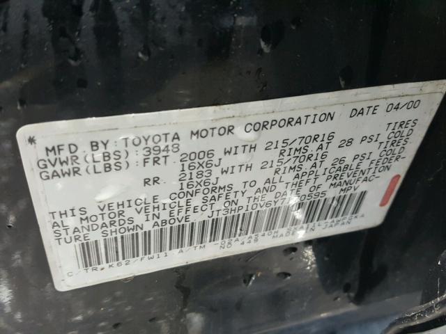 JT3HP10V6Y7170595 - 2000 TOYOTA RAV4 BLACK photo 10