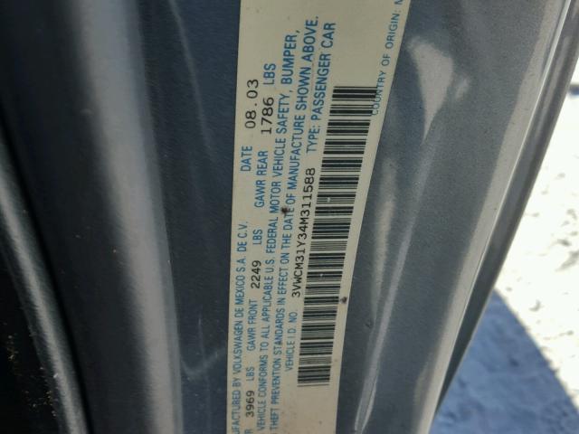 3VWCM31Y34M311588 - 2004 VOLKSWAGEN NEW BEETLE 灰色 照片 10