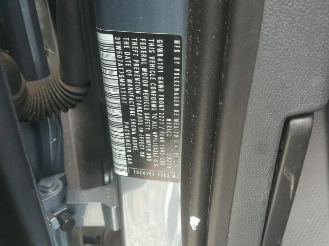 3VW507AT7GM813167 - 2016 VOLKSWAGEN BEETLE S/S 蓝色 照片 10